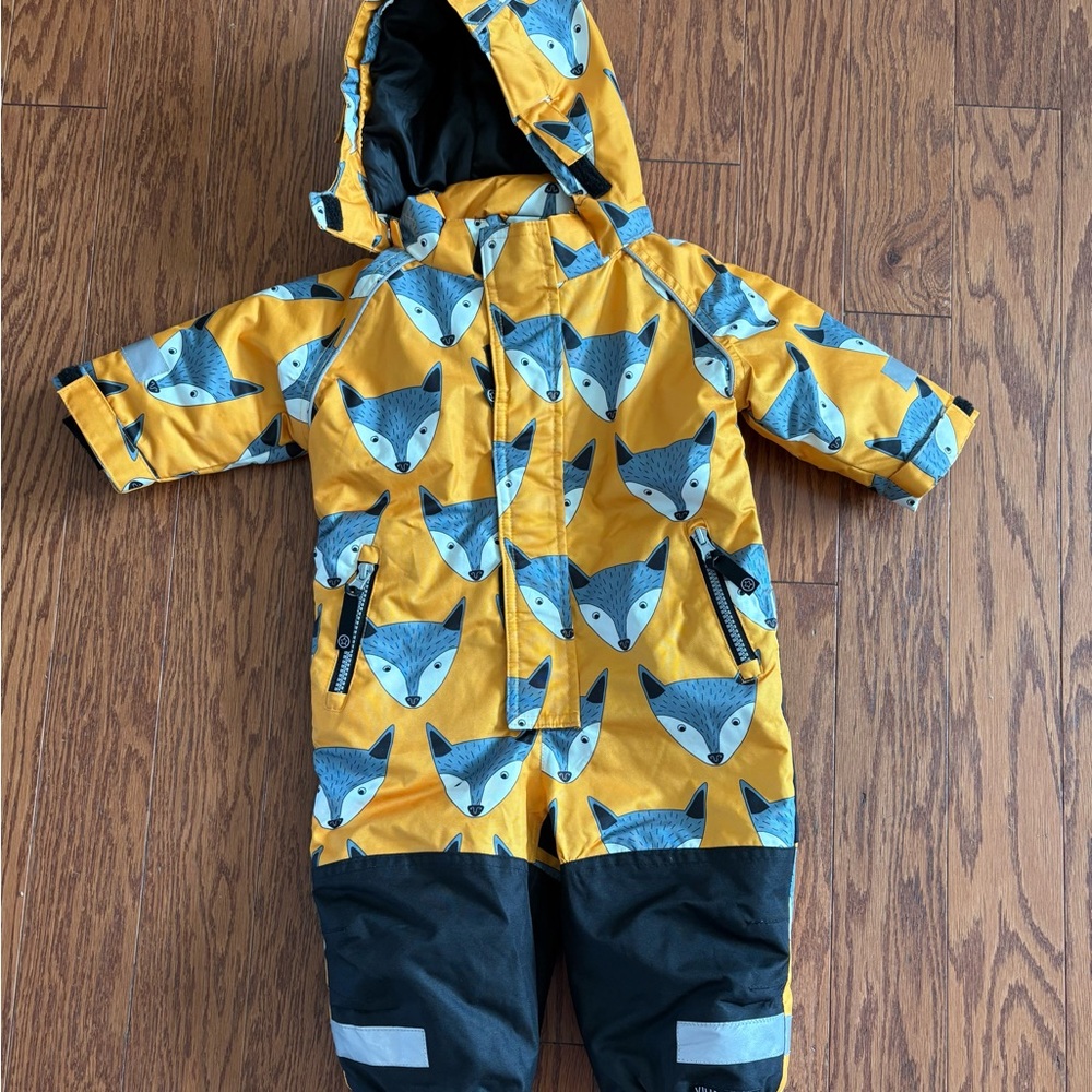 Yellow and Blue Fox Print Snowsuit